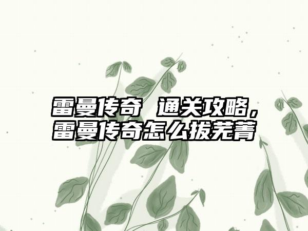 雷曼传奇 通关攻略，雷曼传奇怎么拔芜菁