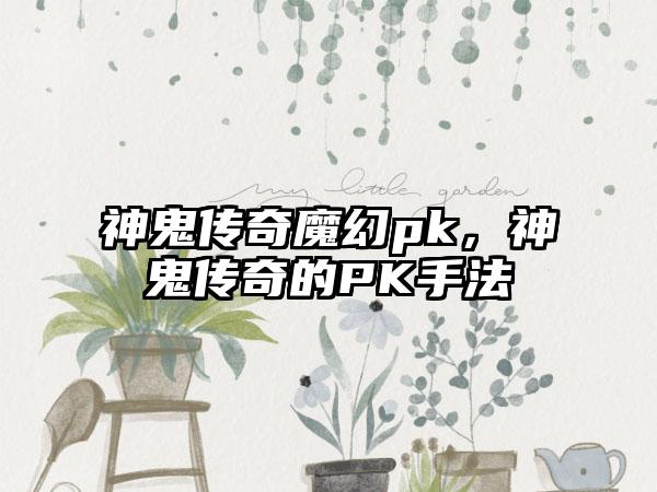 神鬼传奇魔幻pk，神鬼传奇的PK手法