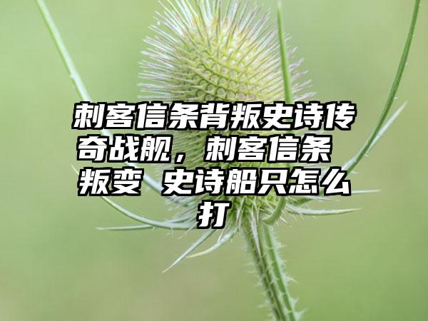 刺客信条背叛史诗传奇战舰，刺客信条 叛变 史诗船只怎么打