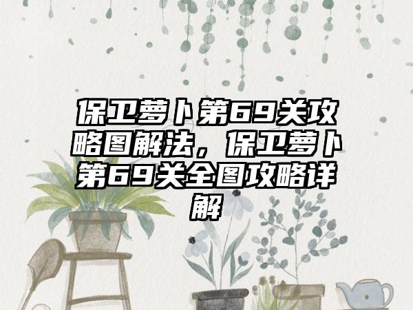 保卫萝卜第69关攻略图解法，保卫萝卜第69关全图攻略详解