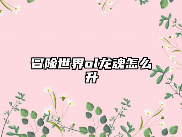 冒险世界ol龙魂怎么升