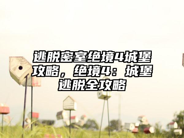 逃脱密室绝境4城堡攻略，绝境4：城堡逃脱全攻略