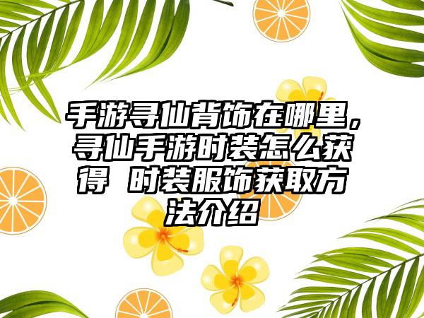 手游寻仙背饰在哪里，寻仙手游时装怎么获得 时装服饰获取方法介绍