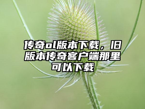 传奇ol版本下载，旧版本传奇客户端那里可以下载