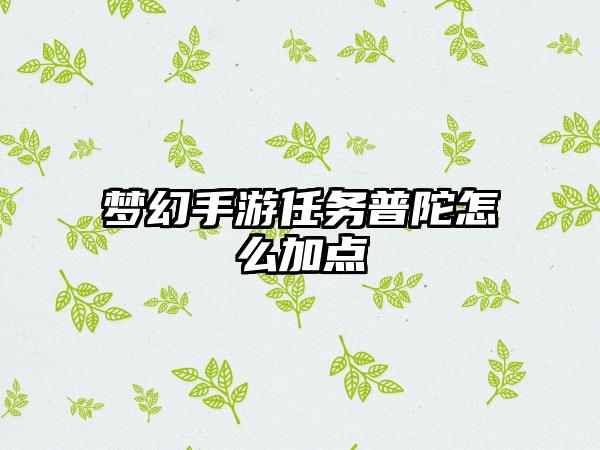 梦幻手游任务普陀怎么加点