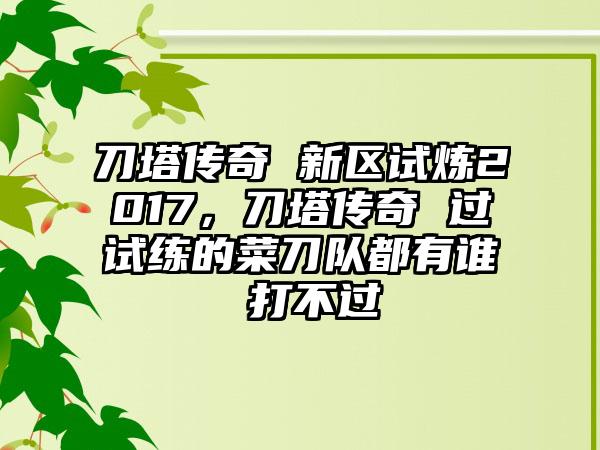 刀塔传奇 新区试炼2017，刀塔传奇 过试练的菜刀队都有谁 打不过