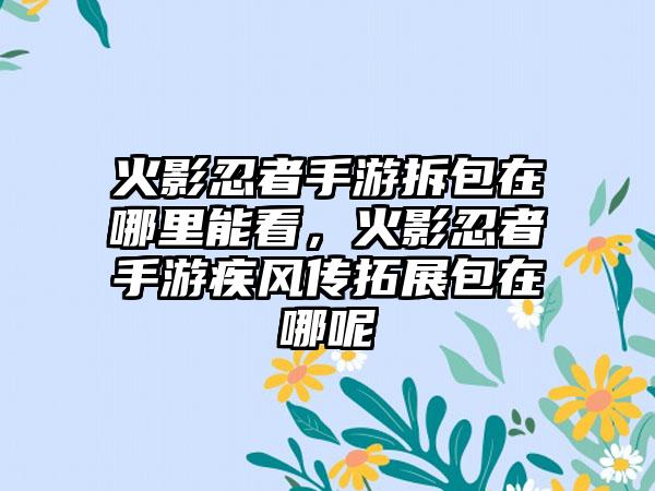 火影忍者手游拆包在哪里能看,火影忍者手游疾风传拓展包在哪呢