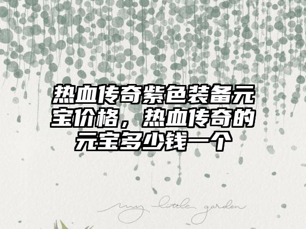 热血传奇紫色装备元宝价格，热血传奇的元宝多少钱一个