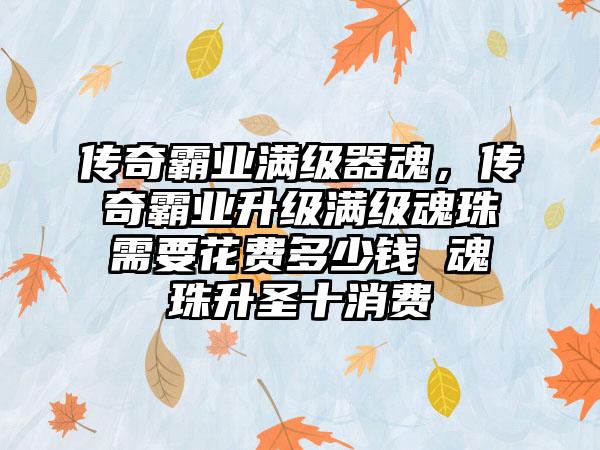 传奇霸业满级器魂，传奇霸业升级满级魂珠需要花费多少钱 魂珠升圣十消费