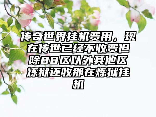 传奇世界挂机费用，现在传世已经不收费但除88区以外其他区炼狱还收那在炼狱挂机