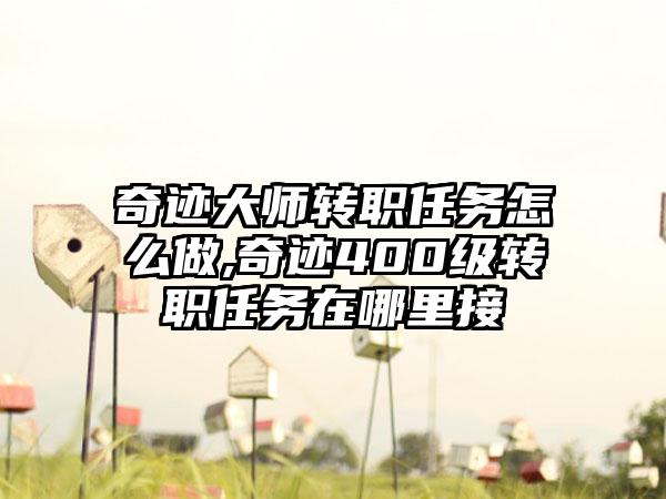 奇迹大师转职任务怎么做,奇迹400级转职任务在哪里接