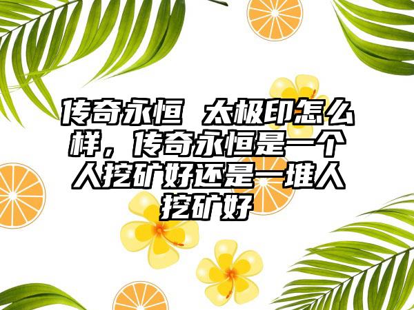 传奇永恒 太极印怎么样，传奇永恒是一个人挖矿好还是一堆人挖矿好