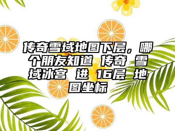 传奇雪域地图下层，哪个朋友知道 传奇 雪域冰宫 进 16层 地图坐标