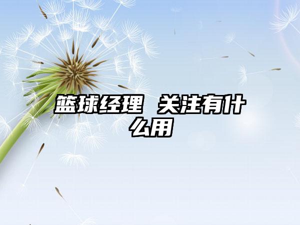 篮球经理 关注有什么用