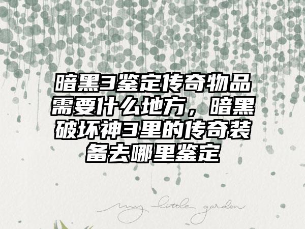 暗黑3鉴定传奇物品需要什么地方，暗黑破坏神3里的传奇装备去哪里鉴定