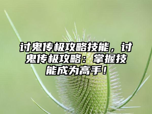 讨鬼传极攻略技能，讨鬼传极攻略：掌握技能成为高手！