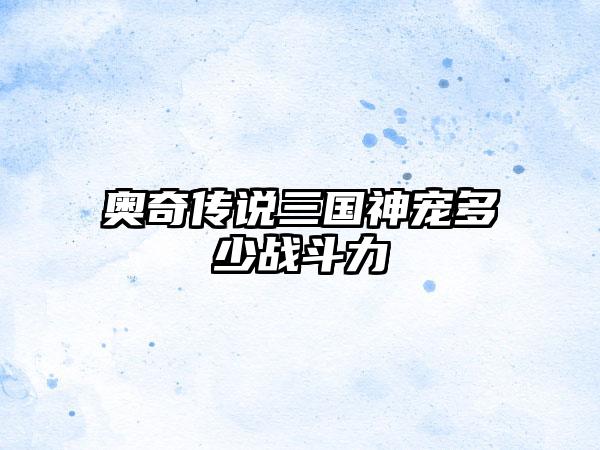 奥奇传说三国神宠多少战斗力