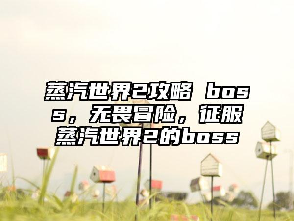 蒸汽世界2攻略 boss，无畏冒险，征服蒸汽世界2的boss