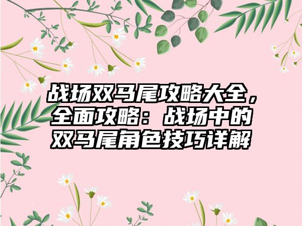 战场双马尾攻略大全，全面攻略：战场中的双马尾角色技巧详解