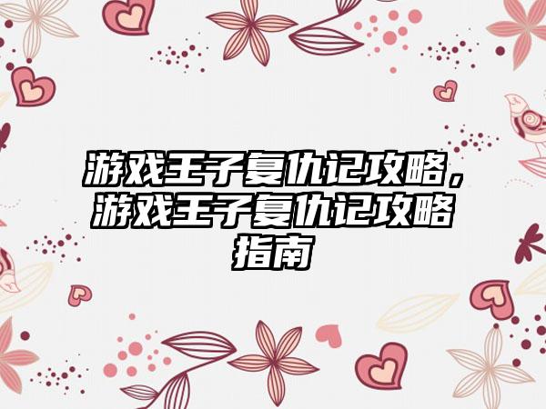 游戏王子复仇记攻略，游戏王子复仇记攻略指南