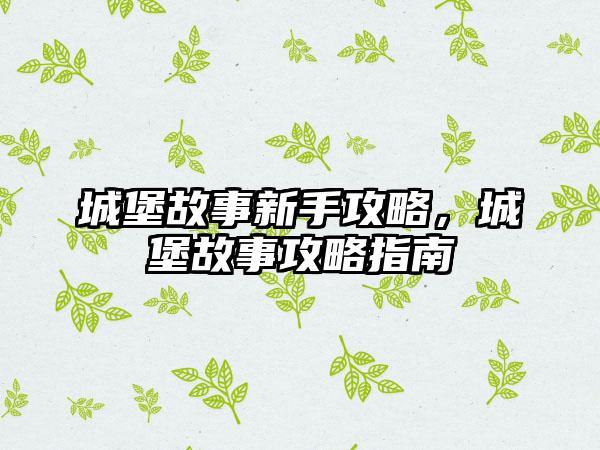 城堡故事新手攻略，城堡故事攻略指南