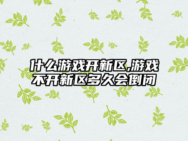 什么游戏开新区,游戏不开新区多久会倒闭