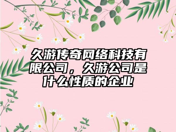 久游传奇网络科技有限公司，久游公司是什么性质的企业