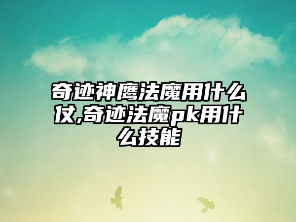 奇迹神鹰法魔用什么仗,奇迹法魔pk用什么技能