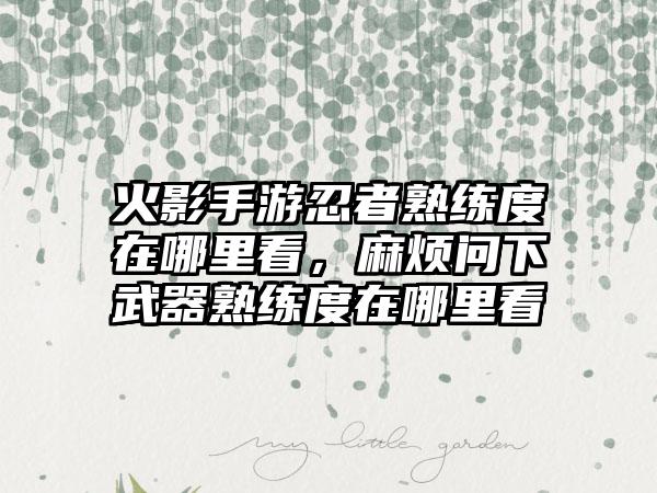 火影手游忍者熟练度在哪里看，麻烦问下武器熟练度在哪里看