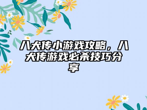 八犬传小游戏攻略，八犬传游戏必杀技巧分享