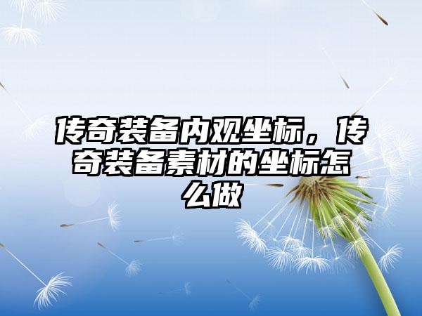 传奇装备内观坐标，传奇装备素材的坐标怎么做