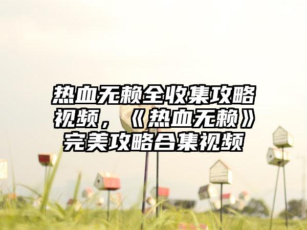 热血无赖全收集攻略视频，《热血无赖》完美攻略合集视频