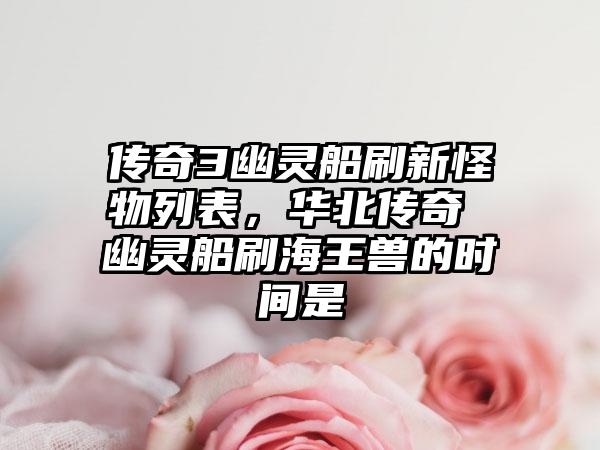 传奇3幽灵船刷新怪物列表，华北传奇 幽灵船刷海王兽的时间是