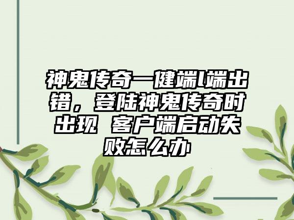 神鬼传奇一健端l端出错，登陆神鬼传奇时出现 客户端启动失败怎么办