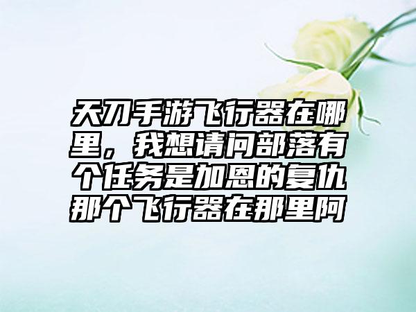 天刀手游飞行器在哪里，我想请问部落有个任务是加恩的复仇那个飞行器在那里阿