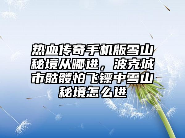 热血传奇手机版雪山秘境从哪进，波克城市骷髅怕飞镖中雪山秘境怎么进