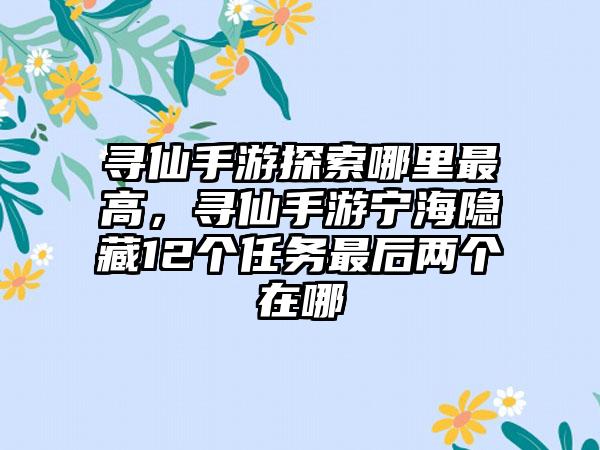 寻仙手游探索哪里最高，寻仙手游宁海隐藏12个任务最后两个在哪