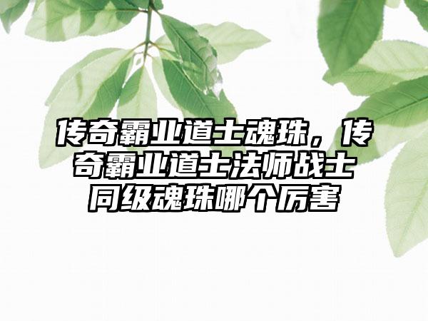 传奇霸业道士魂珠，传奇霸业道士法师战士同级魂珠哪个厉害