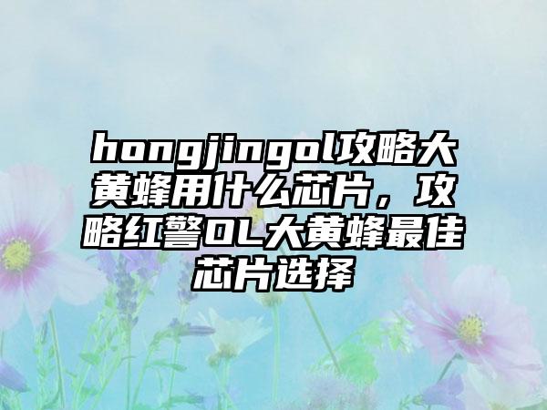 hongjingol攻略大黄蜂用什么芯片，攻略红警OL大黄蜂最佳芯片选择