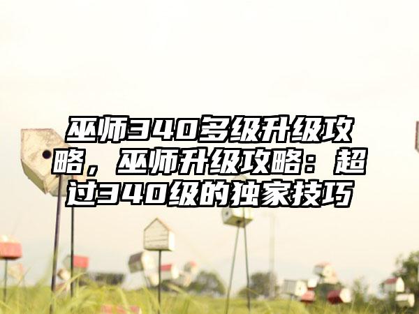巫师340多级升级攻略，巫师升级攻略：超过340级的独家技巧