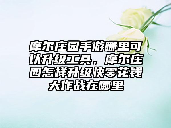 摩尔庄园手游哪里可以升级工具，摩尔庄园怎样升级快零花钱大作战在哪里