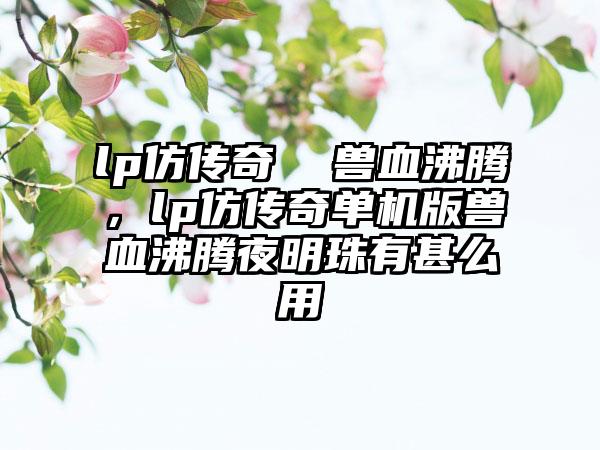 lp仿传奇  兽血沸腾，lp仿传奇单机版兽血沸腾夜明珠有甚么用
