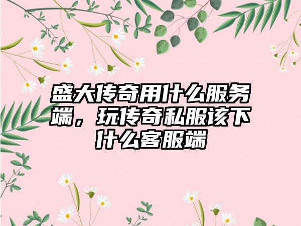 盛大传奇用什么服务端，玩传奇私服该下什么客服端