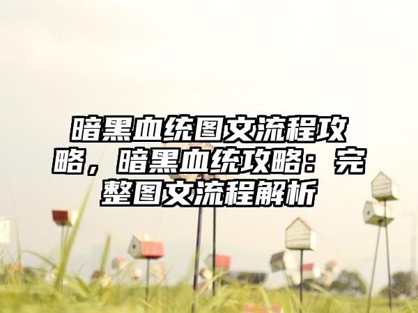 暗黑血统图文流程攻略，暗黑血统攻略：完整图文流程解析