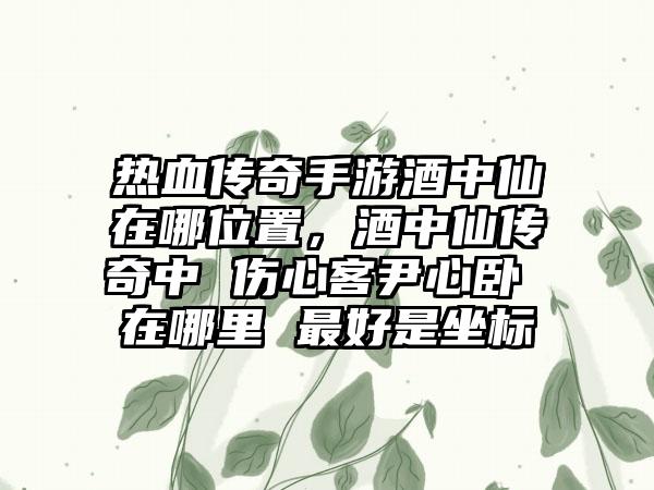 热血传奇手游酒中仙在哪位置，酒中仙传奇中 伤心客尹心卧 在哪里 最好是坐标