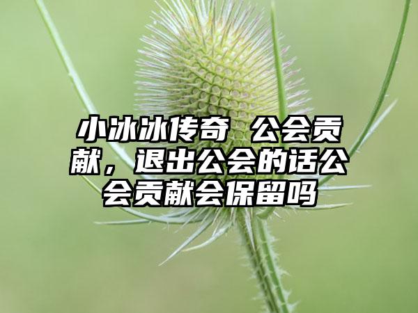 小冰冰传奇 公会贡献，退出公会的话公会贡献会保留吗