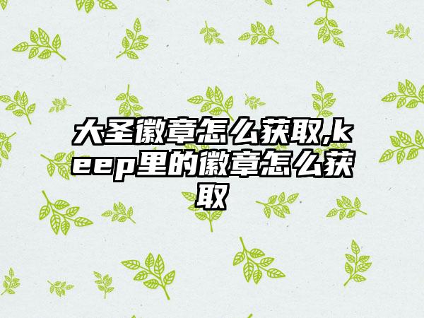 大圣徽章怎么获取,keep里的徽章怎么获取