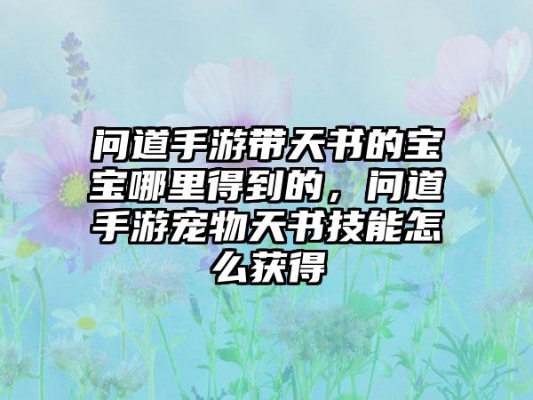问道手游带天书的宝宝哪里得到的，问道手游宠物天书技能怎么获得