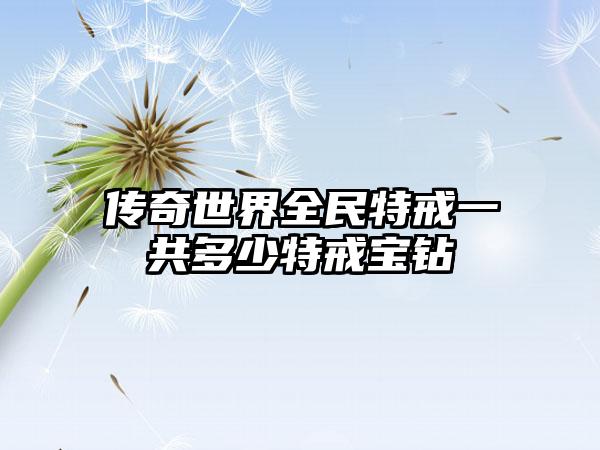 传奇世界全民特戒一共多少特戒宝钻