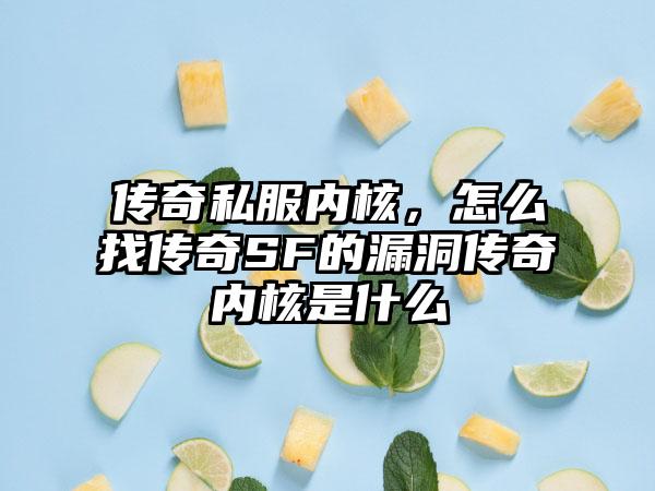 传奇私服内核，怎么找传奇SF的漏洞传奇内核是什么